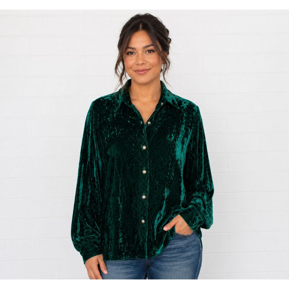 Silvertip Originals Glorieta New Mexico M Emerald Green Crushed Velvet Top